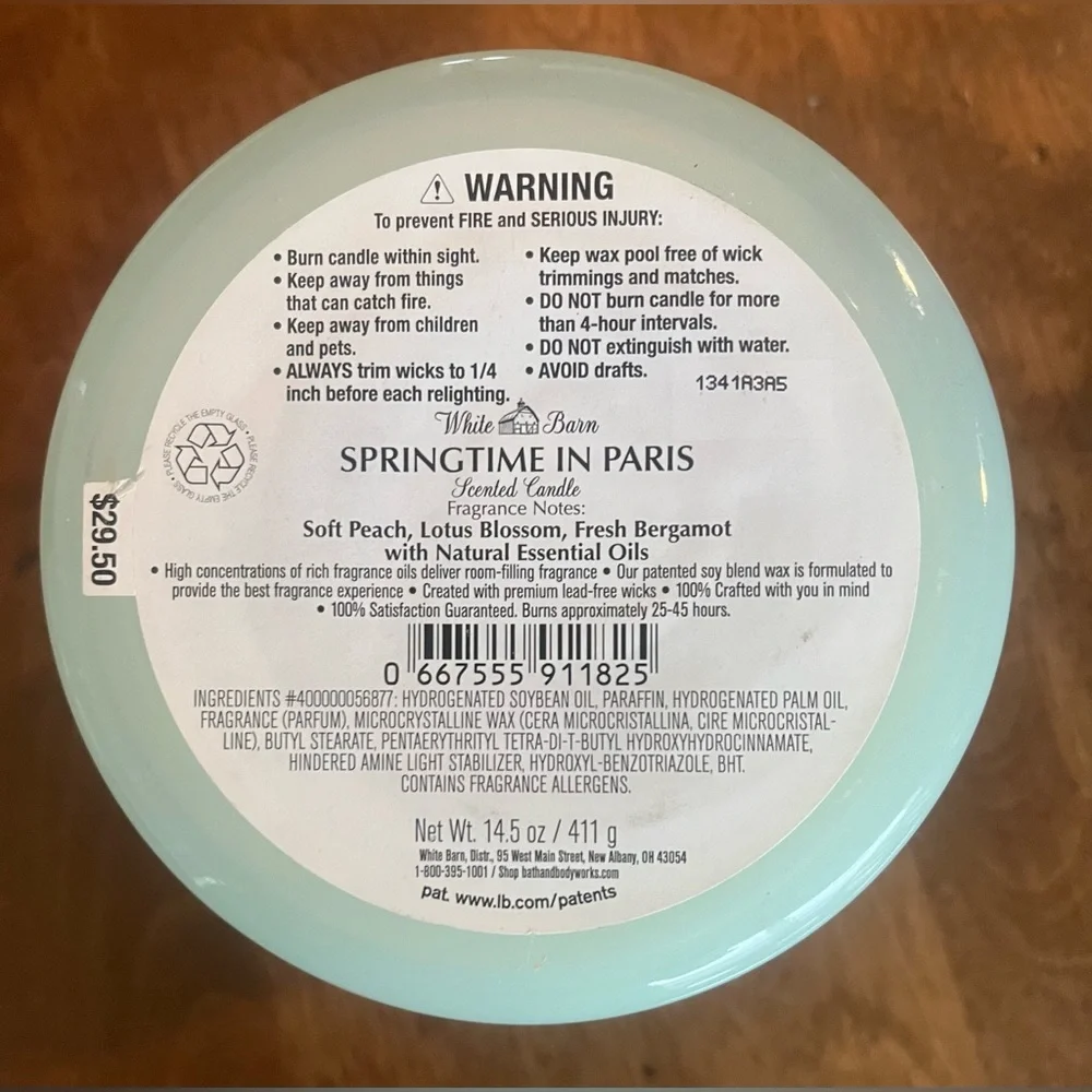 White Barn & BBW Scented Candle - Springtime in Paris Limited Edition 3 Wick NEW - Picture 2 of 3